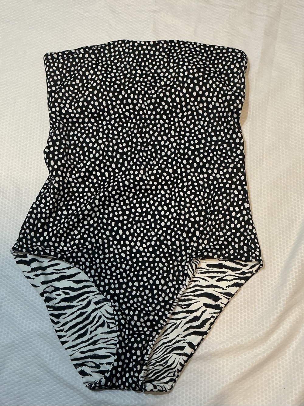 Victoria's Secret Black One-Piece with White Polka Dot Trim